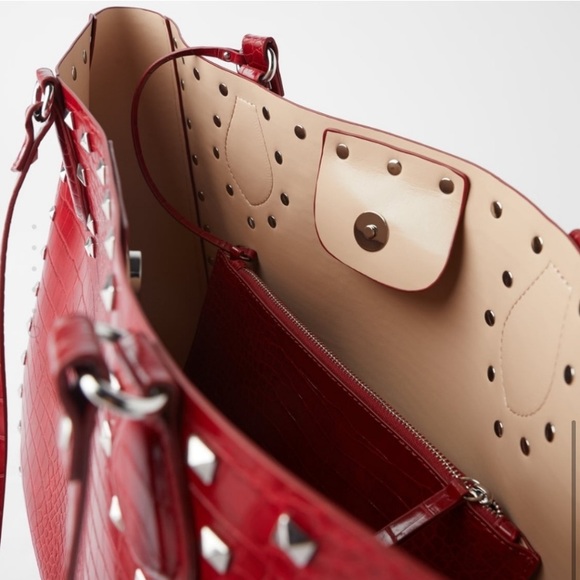 Zara animal embossed studded shopper bag - Picture 5 of 7